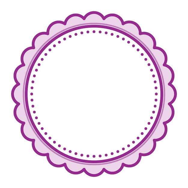 Simple Decorative Scalloped Purple Circular Blank Frame Plain Border Design