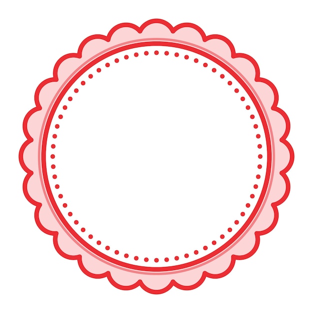 Vector simple decorative scalloped red circular blank frame plain border design