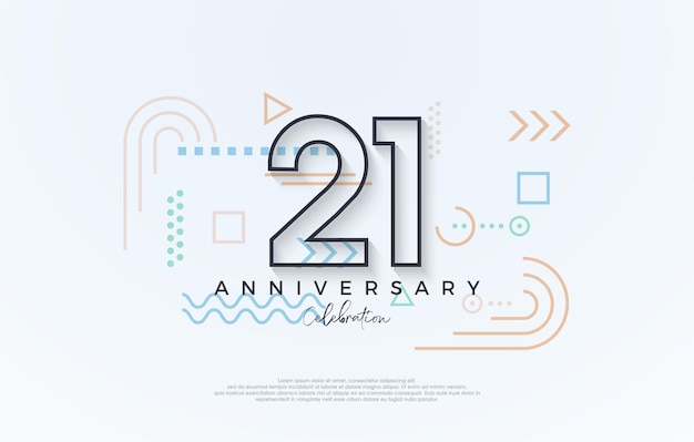 Vettore design semplice 21° anniversario con un design premium dalla linea semplice