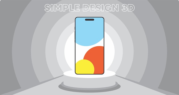 a simple design 3d graphic with a phone on a stand.