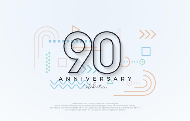 simple design 90th anniversary with a simple line premium design Premium vector for poster banner celebration greeting