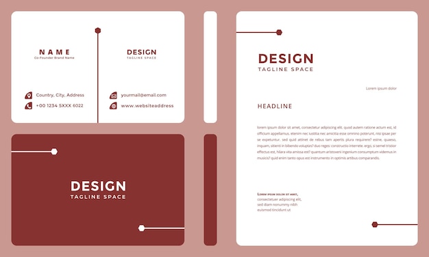 simple design red tech business card and letterhead