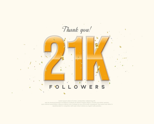 Simple design thank you 21k followers with a light shiny design