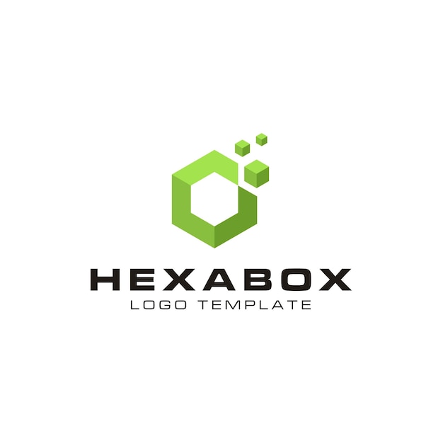 Simple Digital Data Hexagon with 3D Box Cube modern futuristic logo design