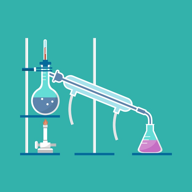 Simple distillation model in chemistry laboratory vector