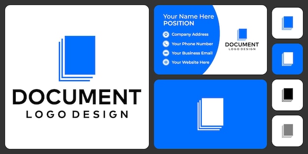 Vector simple document logo design with business card template