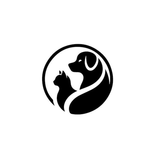 A simple dog and cat logo with a combination of 2 colors