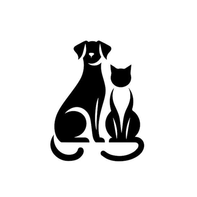 Vettore un semplice logo di cane e gatto con una combinazione di 2 colori