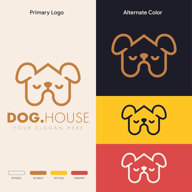 Vettore design semplice del logo della casa del cane