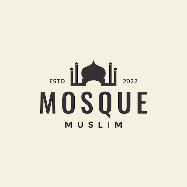 Простой дизайн логотипа хипстерской купольной мечети векторный графический символ значок иллюстрации креативная идея
