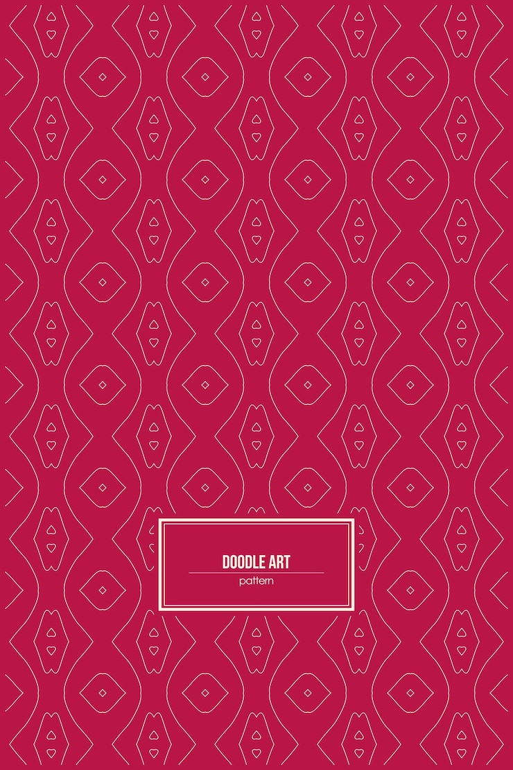 Vector simple doodle art pattern with beautiful red background