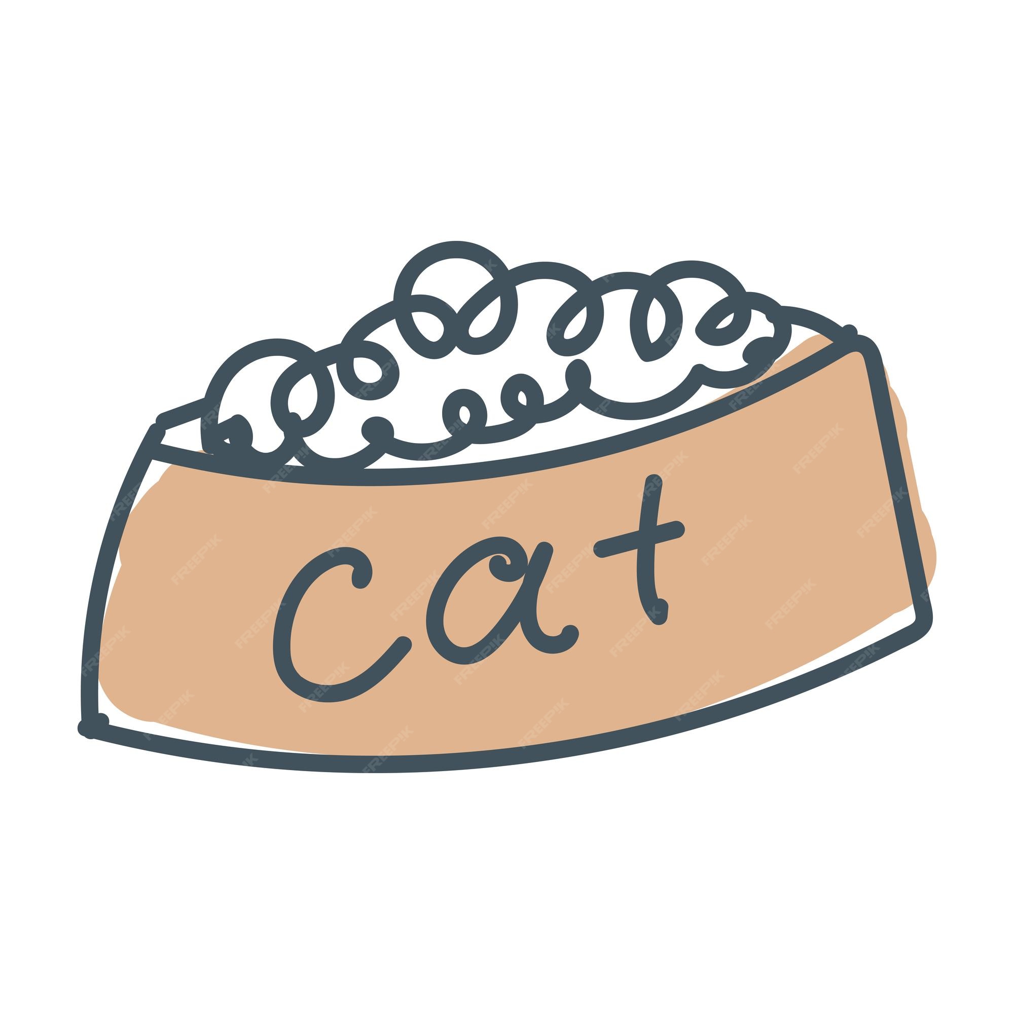 Premium Vector | A simple doodle of a bowl of cat food products for animals vector illustration isolated on white background Premium Vector | A simple doodle of a bowl of cat food products for animals vector illustration isolated on white background