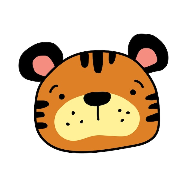 Simple doodle illustration of a tiger head Vector illustration