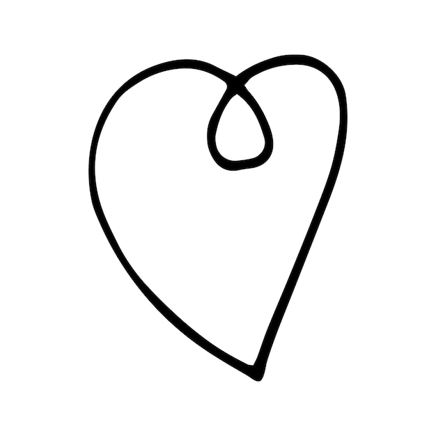 Vettore semplice doodle cuore vettoriale per biglietti di san valentino poster avvolgimento e design cuore disegnato a mano isolato su sfondo bianco simbolo di forma geometrica illustrazione di san valentino