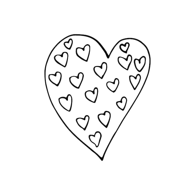 Simple doodle vector heart for valentines day hand drawn heart illustration