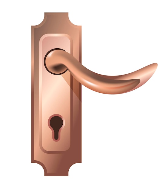 Вектор Простая дверная ручка с отверстием для ключа для запирания