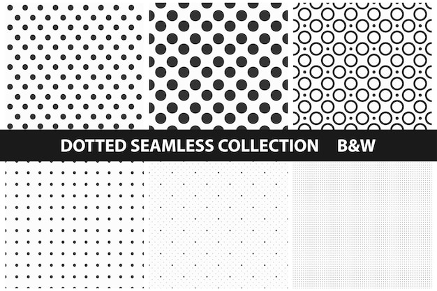 Simple dotted patterns Seamless vector collection Black and white texture