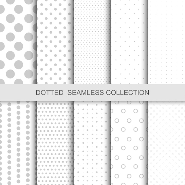 Simple dotted patterns Seamless vector collection Gray and white texture