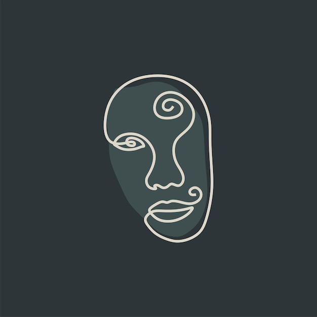 A simple drawing of a face with spirals on the face