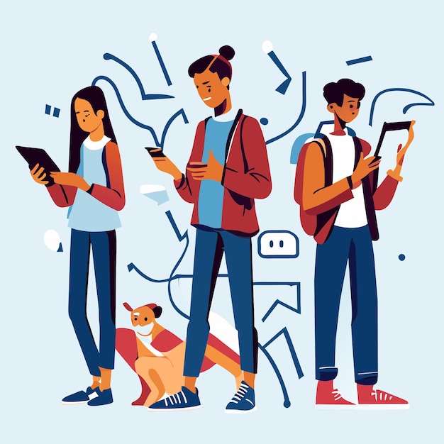 Simple Drawings of Gen Z and Tech