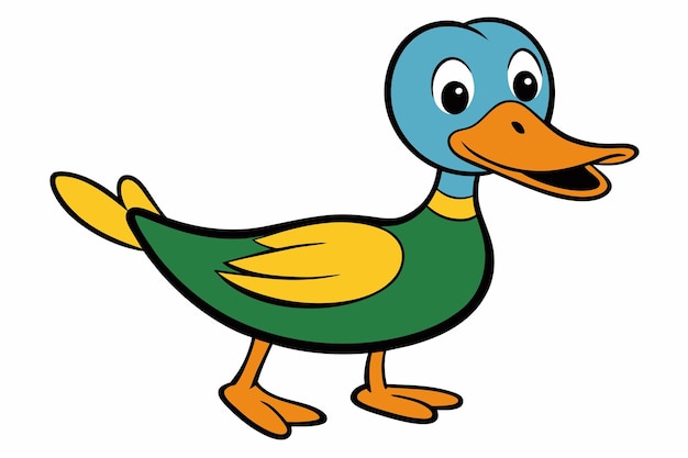 simple duck cartoon illustration vector