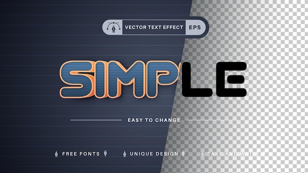 Vector simple editable text effect font style