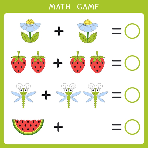 Simple educational math game for kids