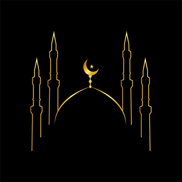 Simple Eid Mubarak Mosque Background Design