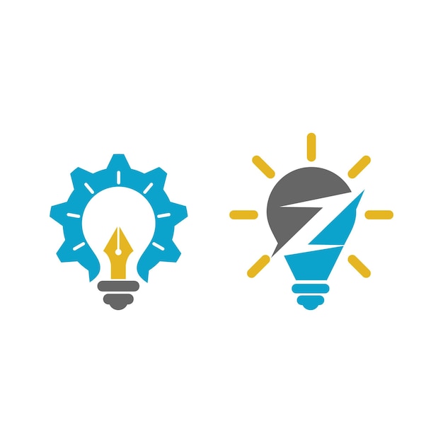 Simple electric light bulb logo design element