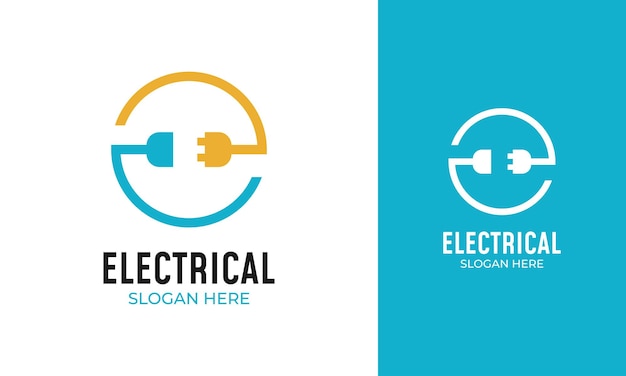 Simple electricity logo design with plug icon