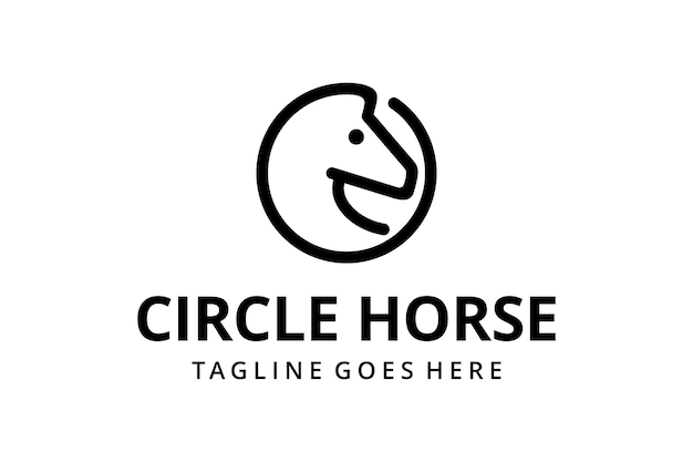 Simple Elegance illustration horse on circle sign Vector linear icons and logo design