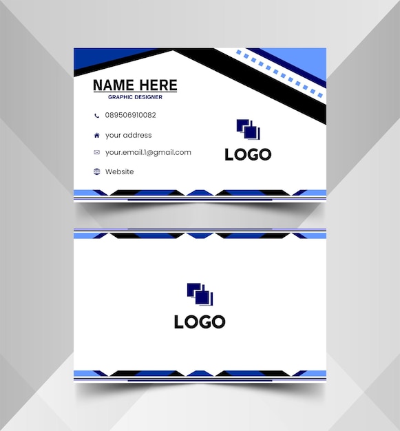 Simple elegant black blue business card