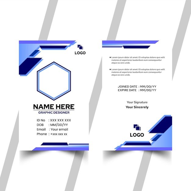 Simple elegant blue purple id card