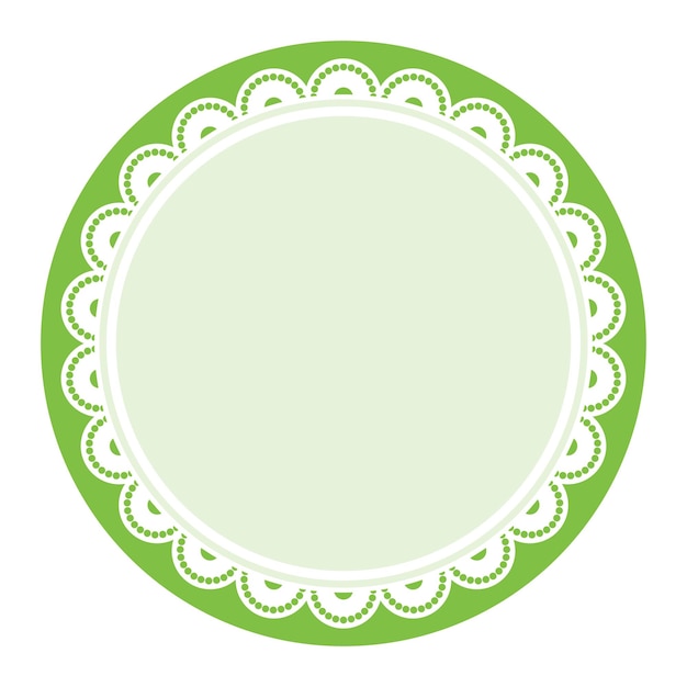 Vettore semplice e elegante pizzo verde abbondante decorato con un disegno a bordo circolare