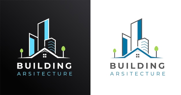 Simple elegant city house building architecture real estate logo template