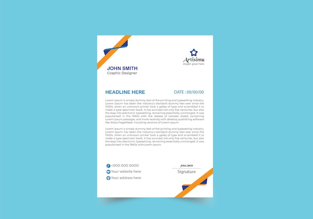 Simple and elegant company letterhead design with white brackground