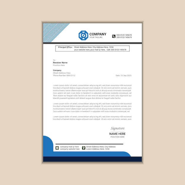 simple and elegant corporate letterhead design for professional communications
