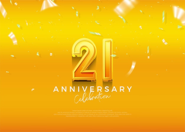 Simple and elegant design 21st anniversary celebration with beautiful yellow color