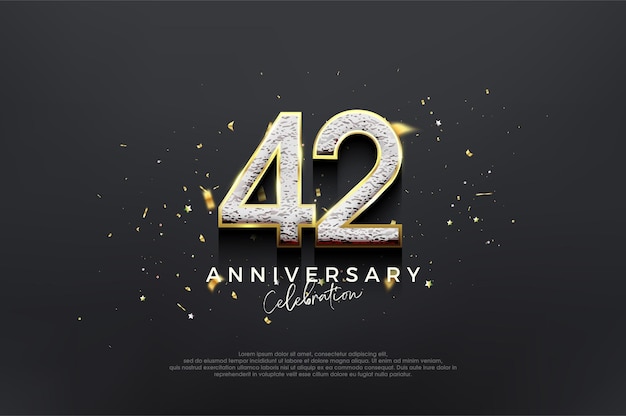 Simple elegant design 42nd anniversary celebration with luxurious shiny glitter numbers Premium vector background for greeting and celebration