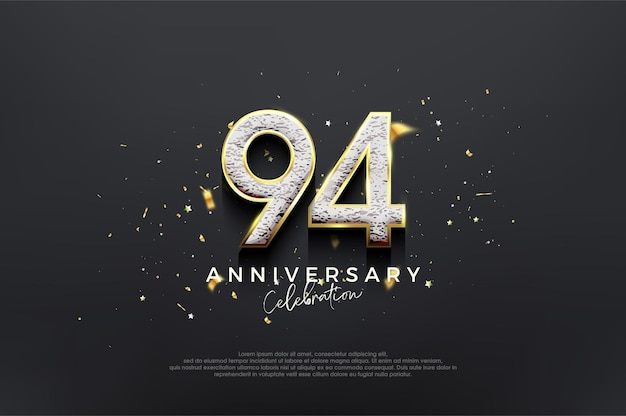 Vector simple elegant design 94th anniversary celebration with luxurious shiny glitter numbers premium vector background for greeting and celebration