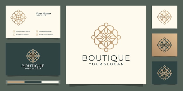 Simple and elegant floral monogram template,Boutique gold logo design and business card  illustration  . 