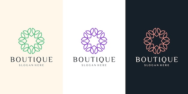 Simple and elegant floral monogram template, elegant line art logo design.