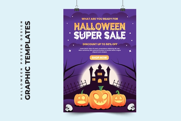 Modello di progettazione grafica di halloween semplice ed elegante, facile da personalizzare