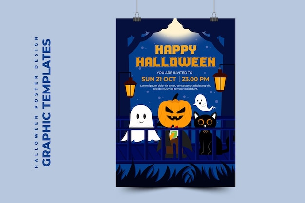 Modello di progettazione grafica di halloween semplice ed elegante, facile da personalizzare