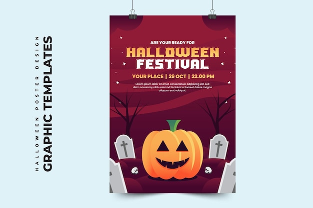 Modello di progettazione grafica di halloween semplice ed elegante, facile da personalizzare