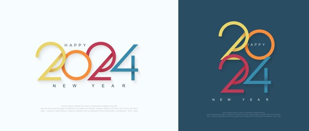 Simple and elegant happy new year 2024 design With a colorful concept Premium vector illustration for banner poster calendar and greeting happy new year 2024