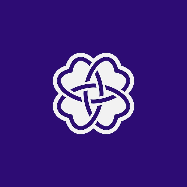 Vector simple elegant intertwined tooth flower logo