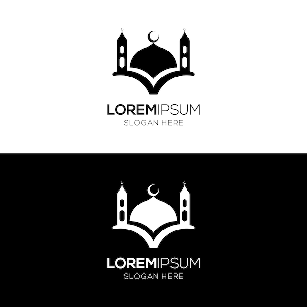 A simple and elegant Islamic logo design template in the shape of a mosque