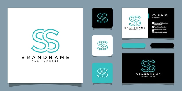 Simple Elegant Letter SS Logo Design with business card design Premium Vector