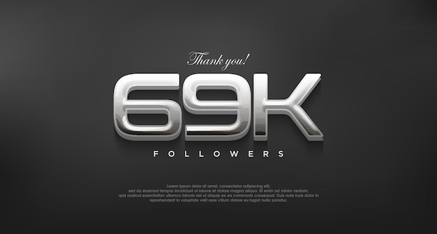 Просто и элегантно спасибо 69 тысяч подписчиков с современным блестящим серебряным цветом